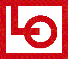 Kvadratisk logotyp. LO i rött 