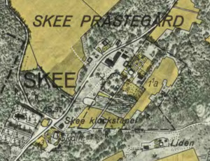 Bild på karta över Skee prästgård från 1938.