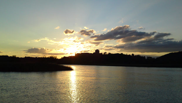 Solnedgång över Bohus fästning.