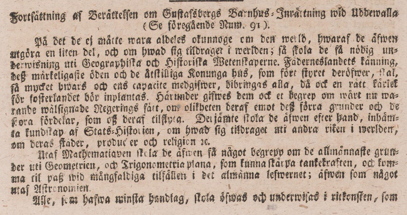 Gulnad tidningssida med svårläst text. Avsnitt 3.