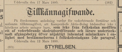 Gulnad tidningsnotis med tryckt text.