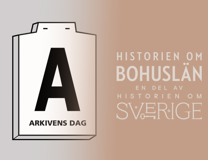 Logga för Arkivens dag iform + texten Historien om Bohuslän -en del av historien om Sverige.